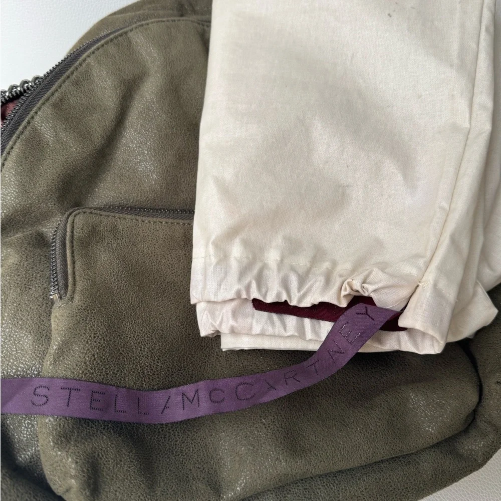 Stella McCartney Falabella Shaggy Deer Mini Backpack Olive Green Khaki Chain